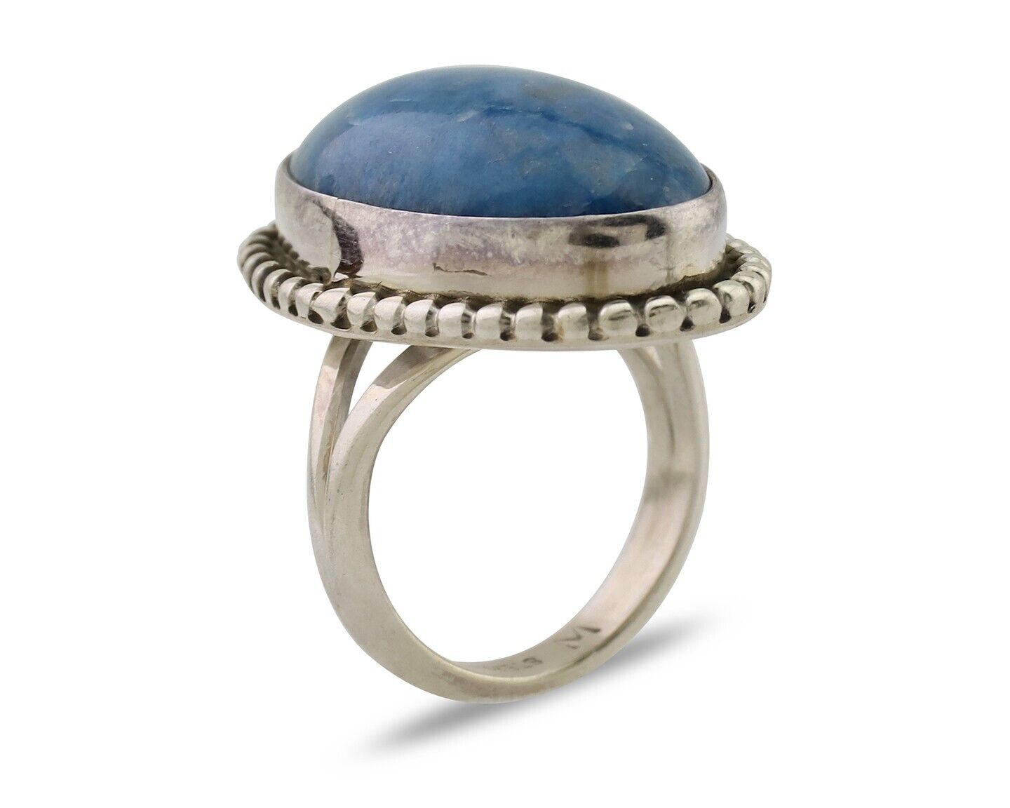 Navajo Handmade Ring 925 Silver Blue Denim Lapis Artist Signed M C.80's