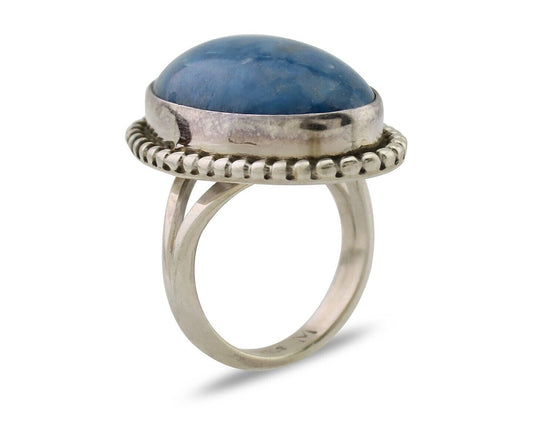Navajo Handmade Ring 925 Silver Blue Denim Lapis Artist Signed M C.80's