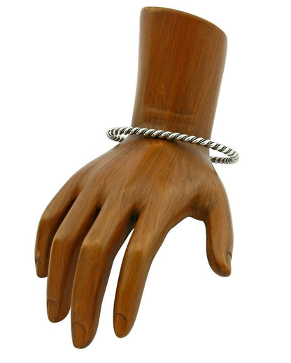 Navajo 3.8 mm Wide 925 Solid Sterling Silver Handmade Hand Stamped Cuff Bracelet