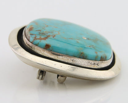 Navajo Pin Pendant 925 Silver Globe Turquoise Artist Signed Doug Zachary C.80's
