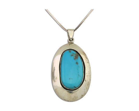Navajo Necklace 925 Silver Natural Turquoise Artist Signed C Montoya C.80's