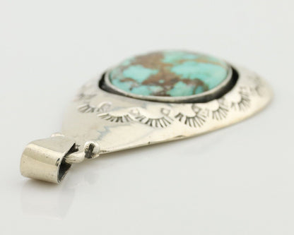 Navajo Pendant 925 Silver Blue Gem Turquoise Artist Signed MC C.80's