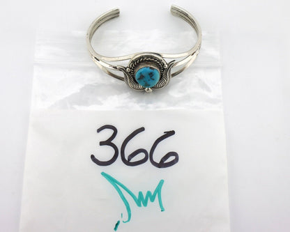 Navajo Bracelet 925 Silver Sleeping Beauty Turquoise Artist Signed MLS C.80's