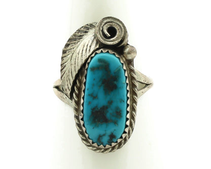 Navajo Ring 925 Silver Sleeping Beauty Turquoise Artist Signed Justin Morris C80