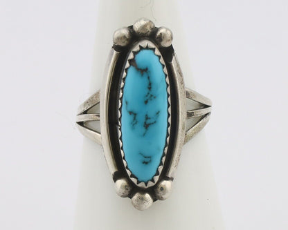 Navajo Ring .925 Silver Sleeping Beauty Turquoise Signed SkyStone Creations C80s