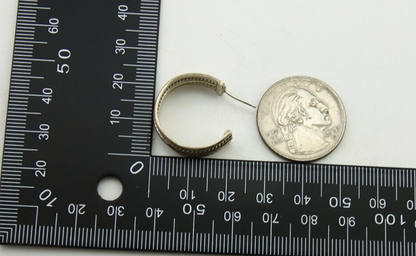Navajo Earrings 925 Silver Half Hoop Handmade Native American Artist C.80's