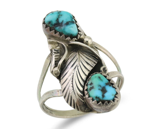 Navajo Handmade Ring 925 Silver Kingman Turquoise Native American Artist C.80's