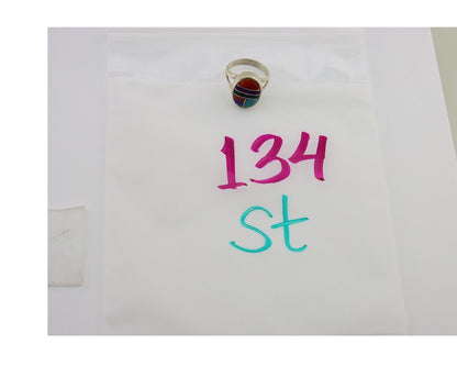 Navajo Ring 925 Sterling Silver Natural Gemstones Artist Signed Sunrise C.80's