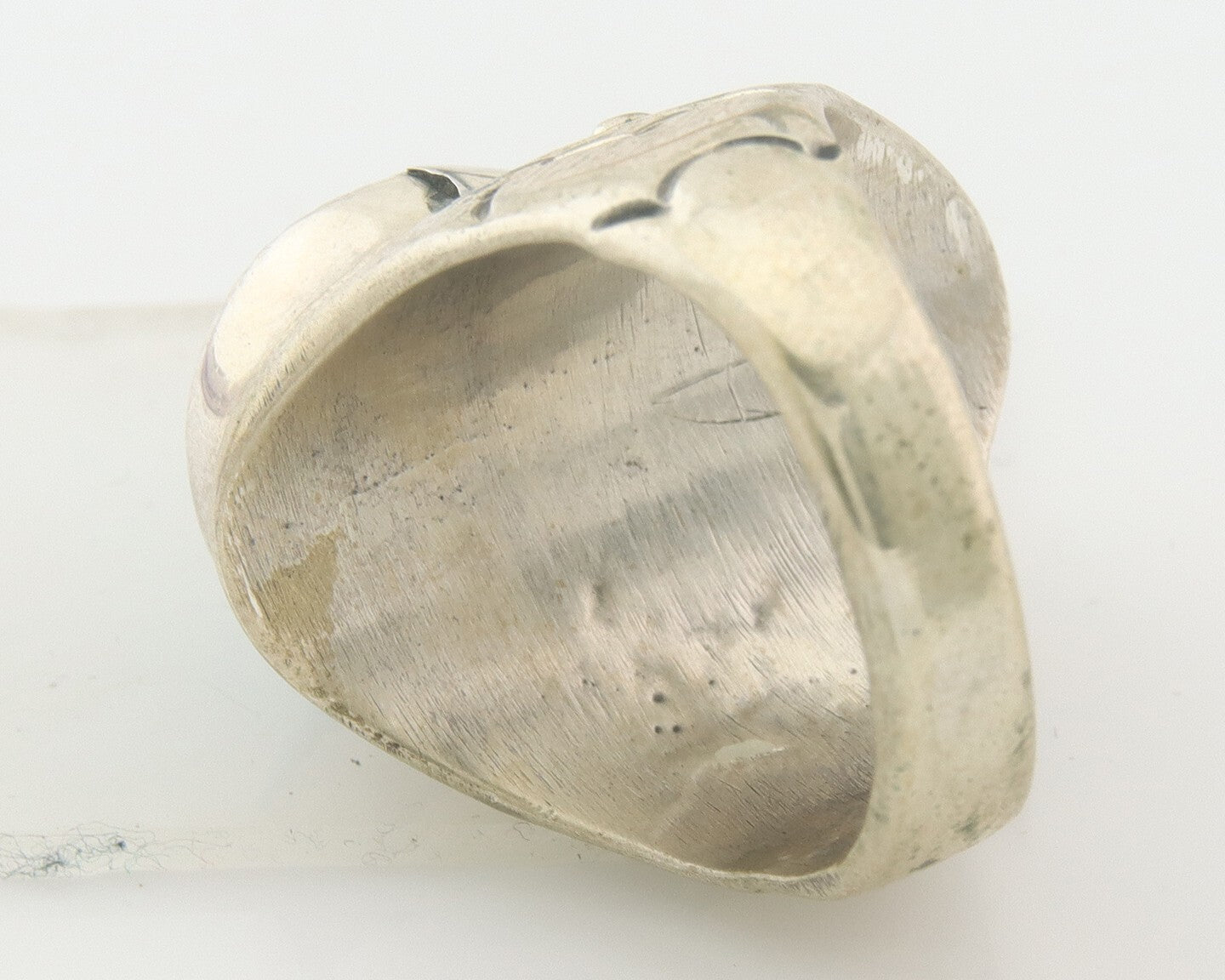 Men Heavy Navajo Ring 925 Sterling Coral & Turquoise C.80's Size 10.75