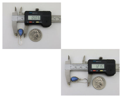 Navajo Earrings 925 Silver Blue Denim Lapis Artist Signed First Eagle C.80's