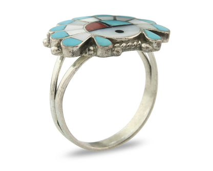 Vintage Zuni Ring 925 Sterling Silver Natural Gemstone Size 8.0