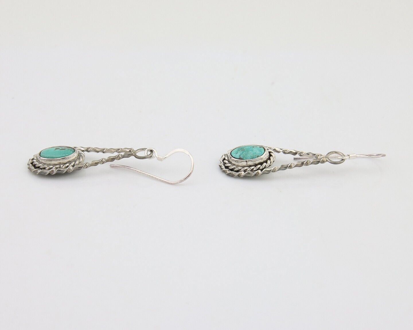 Navajo Dangle Earrings 925 Silver Natural Blue Turquoise Native Artist C.80's