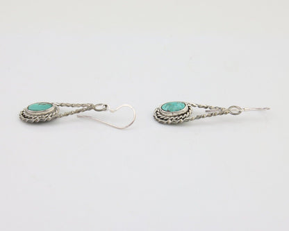 Navajo Dangle Earrings 925 Silver Natural Blue Turquoise Native Artist C.80's