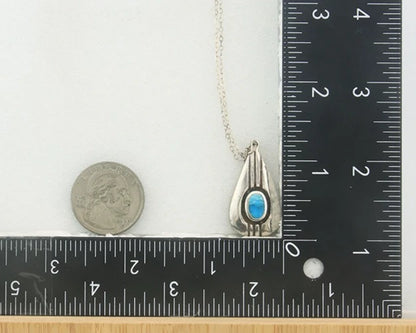 Navajo Necklace Sterling Silver Natural Blue Turquoise Vintage Handmade