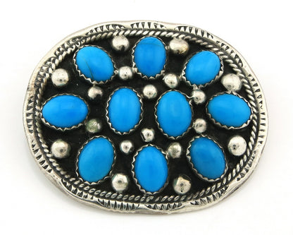 Navajo Handmade Pin Sterling Silver Turquoise Vintage Native Artist