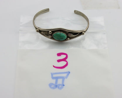 Navajo Bracelet 925 Silver Spiderweb Turquoise Native American Artist C.80's