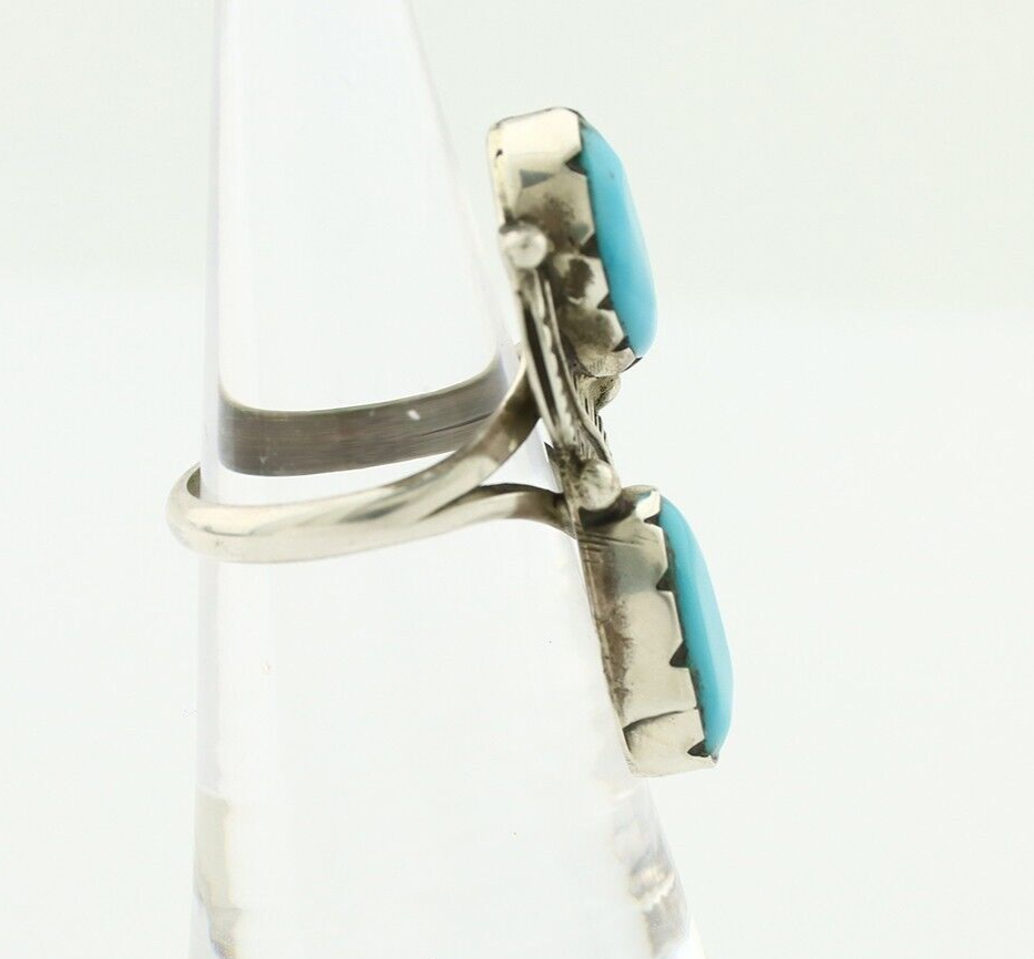 Navajo Ring 925 Silver Blue Turquoise Artist Signed K C.80's