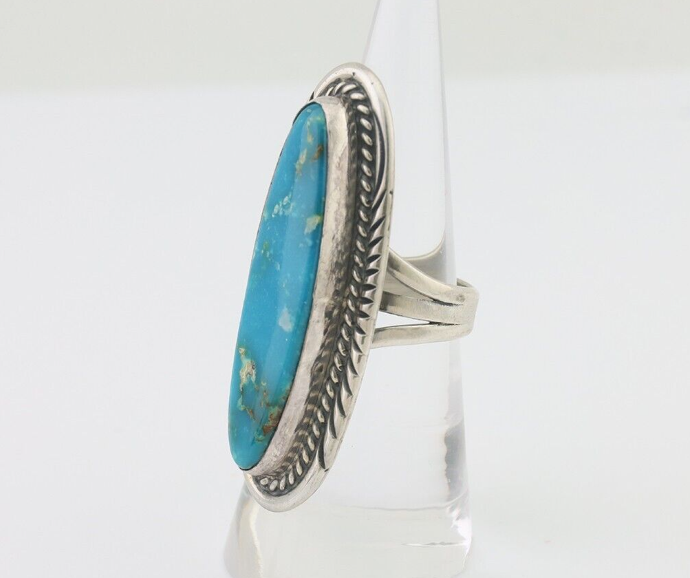 Navajo Ring 925 Silver Blue Turquoise Artist Signed William Denetdale C.80's