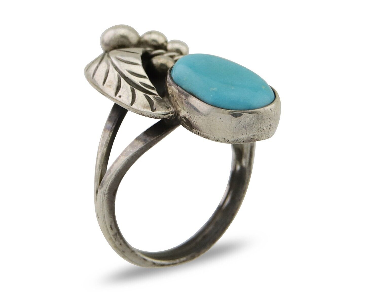 Navajo Handmade Ring 925 Silver Turquoise Signed LS C.80's