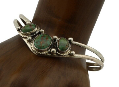 Navajo Bracelet 925 Silver Royston Turquoise Artist Signed MC C.80's