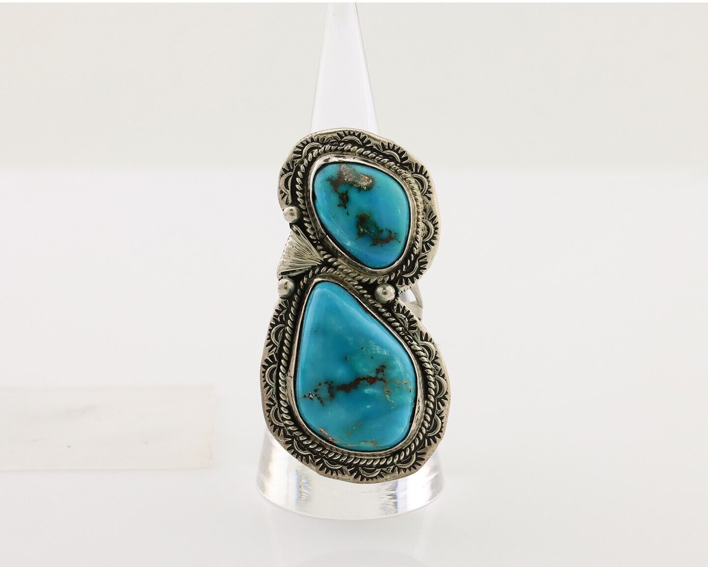 Navajo Handmade Ring 925 Silver Natural Tuquoise Artist Signed Tom Willeto C.80s