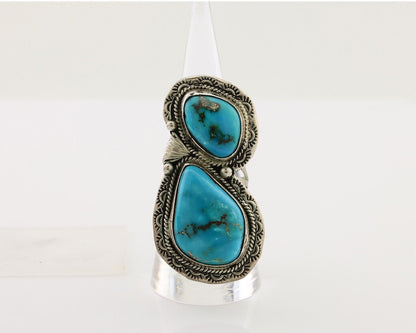 Navajo Handmade Ring 925 Silver Natural Tuquoise Artist Signed Tom Willeto C.80s