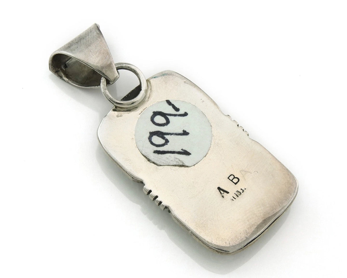 Navajo Pendant 925 Sterling Silver Natural Turquoise Vintage Artist Signed AB