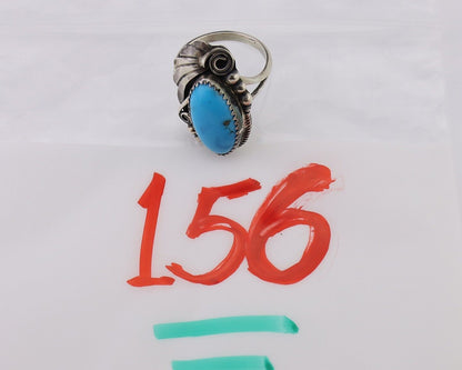 Navajo Ring 925 Silver Sleeping Beauty Turquoise Signed Justin Morris C.80's