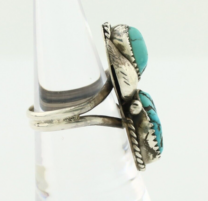 Navajo Ring 925 Silver Sleeping Beauty Nugget Turquoise Native Artist C.80's