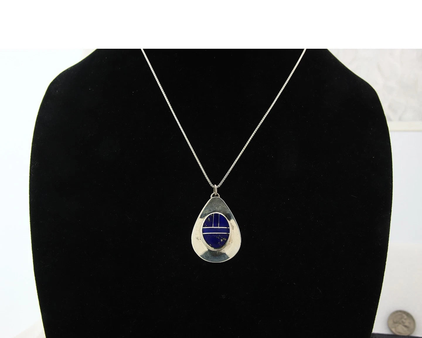 Navajo Necklace Sterling Silver Authentic Lapis Vintage Native Artist