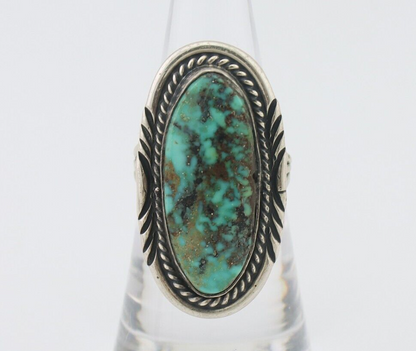 Navajo Ring 925 Silver Spiderweb Turquoise Artist Signed USA C.80's
