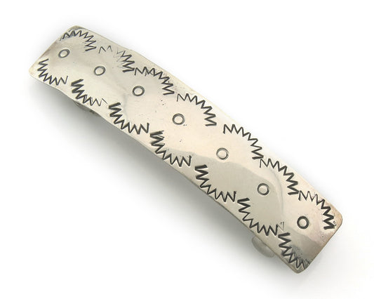 Vintage Navajo Barrette 925 Sterling Silver Hand Stamped Native American