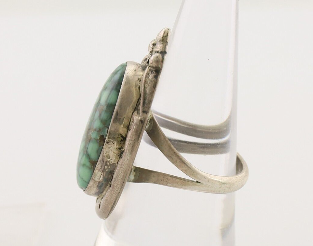 Navajo Ring 925 Silver Spiderweb Turquoise Artist Signed Carol Felley C.80's