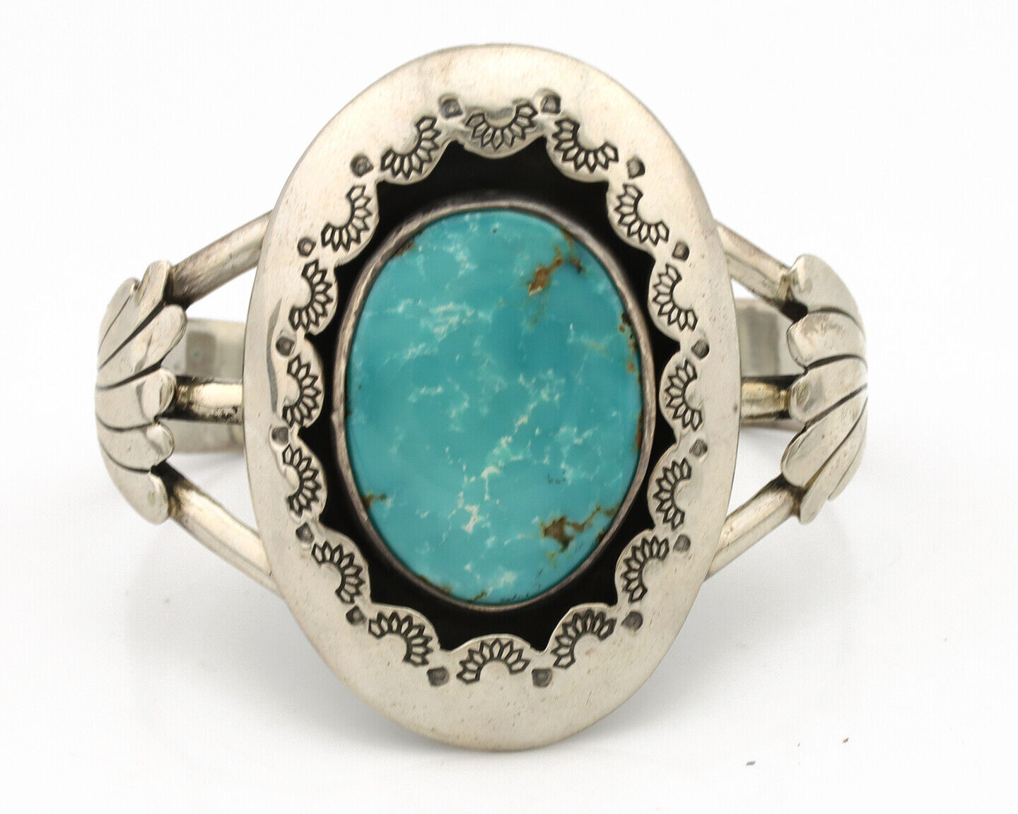 Navajo Shadow Box Bracelet .925 Silver Blue Turquoise Artist Signed M Montoya 80