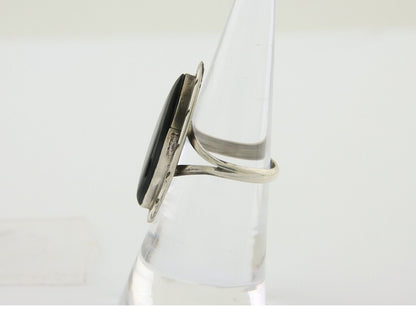 Navajo Handmade Ring 925 Silver Black Onyx Artist Signed J #10 C.80's