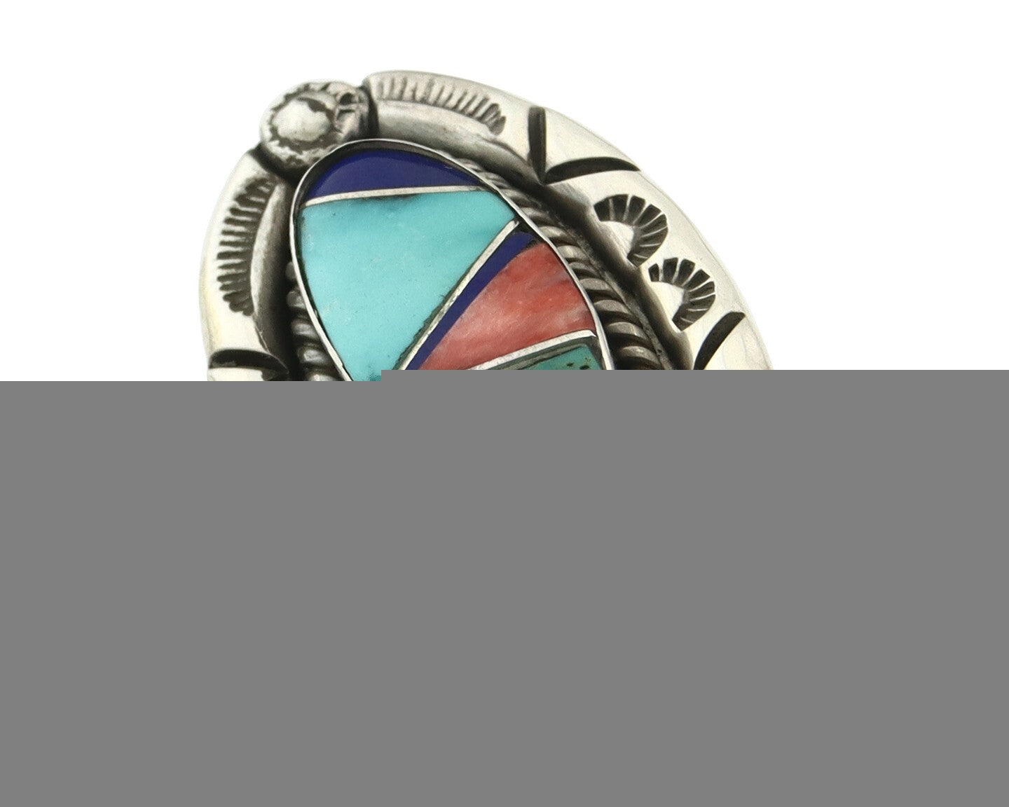 Vintage Zuni Ring 925 Sterling Silver Gemstone Signed V&N Edsitty Size 7.75