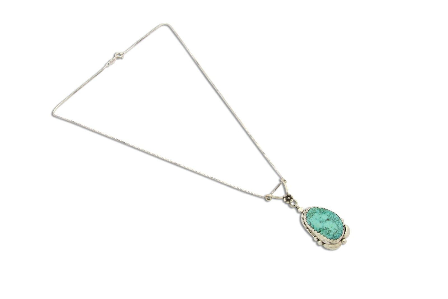 Navajo Necklace 925 Silver Natural Turquoise Artist Signed Jennifer Begay C.80's