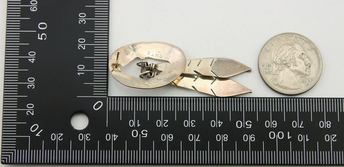 Navajo Feather Earrings 925 Silver Dangle Artist Signed DISHTA C.80's