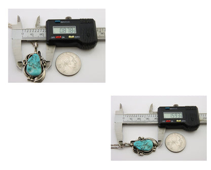 Navajo Necklace 925 Silver Natural Turquoise Artist Signed PM C.80's