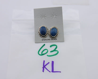 Navajo Paw Earrings 925 Silver Blue Denim Lapis Native American Artist C.80's