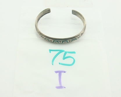 Navajo Bracelet 925 Silver Inlaid Turquoise Coral Artist Signed Stanley Bain C80