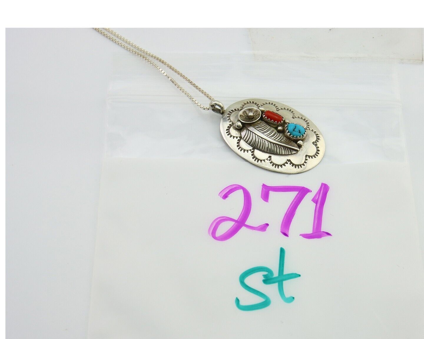 Navajo Necklace 925 Silver Spiderweb Turquoise Native American Artist C.80's