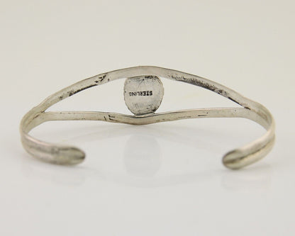 Navajo Hand Stamped Cuff Bracelet Turquoise 925 Silver Native American Artist