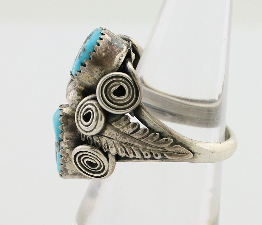 Navajo Handmade Ring 925 Silver Sleeping B Turquoise Artist IHMJ C.80's