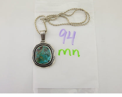 Navajo Necklace 925 Silver Natural Turquoise Artist Signed Mike Begay C.80's