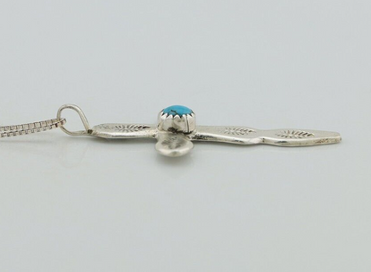 Navajo Cross Necklace 925 Silver Turquoise Hand Stamped Native American C.80's