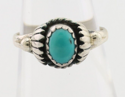 Navajo Ring 925 Silver Kingman Turquoise Native American Artist Made In 1985