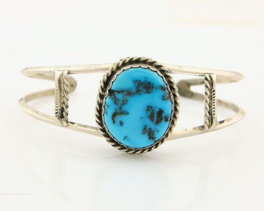 Navajo Bracelet 925 Silver Natural Blue Turquoise Native American Artist C.80s