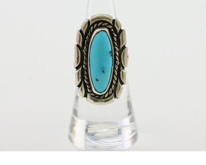 Navajo Ring 925 Silver Natural Turquoise Signed Montoya Size 6.0 C.80's
