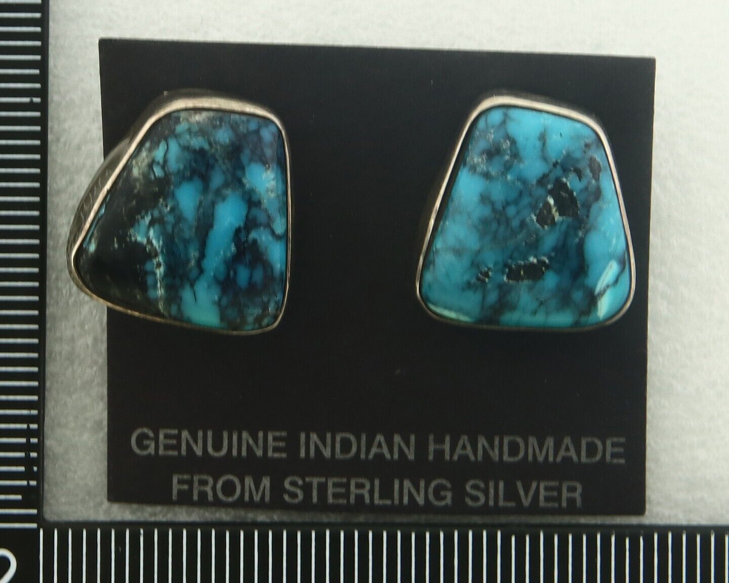 Navajo Earrings 925 Silver Turquoise Native Artist Signed W Denetdale C.80's